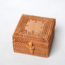 Vietnam imported rattan pure hand-made autumn Rattan woven bamboo basket bamboo basket small square boxed Tuo Puer tea packaging box