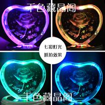 3D Crystal Love rose to send male and female friends classmates girlfriends girlfriends birthday Valentines Day gifts