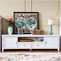 Mediterranean TV cabinet American country living room TV cabinet tea table combination small apartment pastoral style solid wood furniture