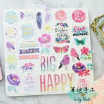 Judy hand laid tent material Sulphuric Acid Paper Stickers Burn Gold Pre-Cut Cardboard Material Packs 105 pieces