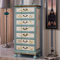 Lilu Mediterranean painted old solid wood seven-chest cabinet American simple storage cabinet locker bedroom drawer cabinet