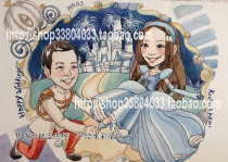 Were married. 4 Hand Painted Wedding Watercolor Painting Authentic Comics Illustration Watercolor Illustration