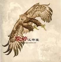 Gongbi painting white sketch background-Pengcheng Wanli Eagle animal painting Chinese painting calligraphy and painting homework painting