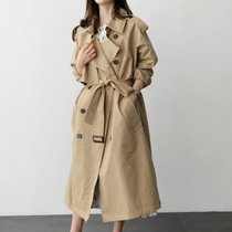 Fall Fashion Lady Wind Coat Jacket Han Edition Long Style With Knee Loose Big Coat College Wind Belt Tide Dress