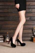 Heaven and Earth Kaige 2017 spring and summer new heel heels shallow mouth round Suede single shoes waterproof table work shoes