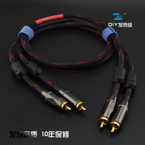 Hair Burning Grade Pure Copper Canon Resistant Beauty Speaker Signal Sound Red White Audio Line 2 Pairs 2 Grounds 2RCA Double Lotus RCA Head