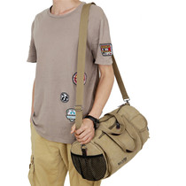 Shoulder bag male student sports Korean Tide mens shoulder bag cylinder canvas diagonal leisure youth bucket bag bag