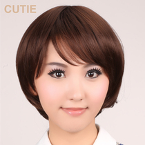 Jie drip wig female realistic short hair BOBO head oblique bangs short straight hair fashion wave head wig set