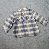 Fauni kiaibi boy baby boy newborn newborn baby pure cotton linen lattice upright collar shirt blouse 0-2 years old