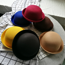 Hats female Korean version of Maoyu spring summer autumn British jazz sunshade dome bowler hat couple ball ball hat parent-child shade