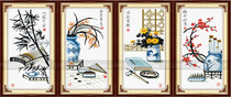 Cross stitch electronic chart redraw source-calligraphy and painting mei lanjut ju quadruple living room study