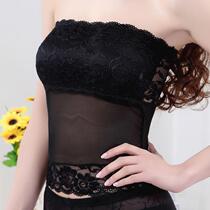Long tube mesh transparent temptation sexy lace lace breast wrap jacket underwear with movable chest pad