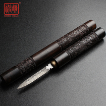  God carving purple sandalwood Puer tea knife 440c stainless steel tea needle hand-opened black tea brick tea cone tea ceremony accessories