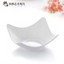 Factory spot A5 imitation porcelain four corner plate yangge tableware hotel tableware flat plate high temperature resistant to fall