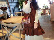 5-8-3 South Korea East Grand Mendon caramel color slimming sleeveless vest doll lotus leaf vest skirt
