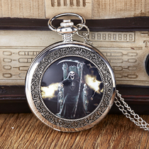 Reaper skull retro flip thin chain pocket watch male Lady hang watch student couple personality gift pocket watch 0