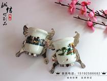 Bailing stainless steel ceramic water bowl (external thrush Brother bird cage drinking fountain butterfly water bowl bird gear