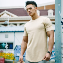 BEESTRONG trend High Street solid color bottom spring summer round neck loose personality fitness short sleeve mens sports T-shirt