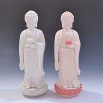 Rulai Buddha ceramic Buddha statue ornament 12 inch Western three saints Amitabha Buddha handicraft Dehua white porcelain