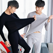 New Pindong Cherry mens round collar Modale cotton elastic warm pure cotton suit casual and comfortable youth thermal underwear