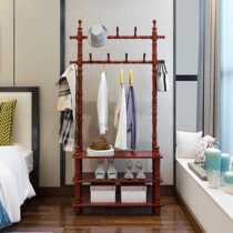 Solid wood coat rack European solid wood floor-to-ceiling hanger bedroom living room clothes rack 808# Brown (width 8