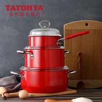 TAYOHYA multi house happy ode stainless steel enamel single handle milk pot stainless steel double ear soup pot