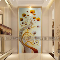 Art glass TV background wall partition screen entrance Modern simple carved Tempered process glass Fortune tree