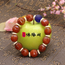 Foyuan Pavilion Liao Dynasty pure natural old agate bracelet six-sided bead agate string Buddha string red agate string