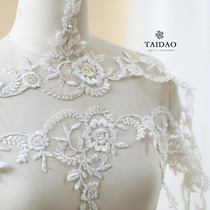 Handmade new Taiwan accessories embroidery lace lace fabric B6 silver thread nail Bead Dress decoration wave edge material