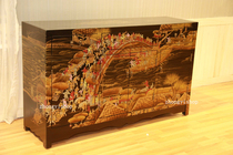 Hand-painted furniture Qingming Shanghe map new Chinese classical furniture Ming and Qing furniture foyer porch hall sideboard cabinet Black