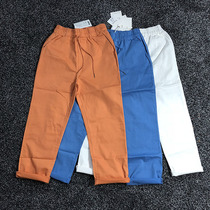 Pickup TANG New elastic waist simple casual pants womens straight wide legs ankle-length pants 8923 do not return do not change