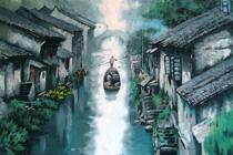 Adult 1000 pieces wooden puzzle 1500 wooden educational toy gift Chinese Feng Shui ink painting Yanyu Jiangnan