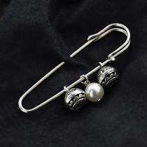 Retro National style Pearl Miao silver transfer bead brooch pin sweater literary classic original handmade jewelry