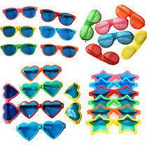 Exaggerated funny color five-pointed star love heart-shaped round large louver fan masquerade cosplay glasses