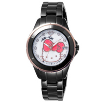 Hello Kitty Fashion Goddess Temperament Watches-Rose Gold Frame White X Black