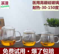 (Thick) heat-resistant glass transparent with lid filter tea cup lemon Cup Creative Glass water Cup