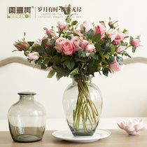 Appendix Shan Tian Garden Brief Smoke Color Transparent Glass Vase Home Living Room Adornment Flower Arrangement Floral Ware Pendulum
