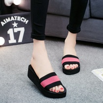 Summer fashion outside wear slippers summer thick bottom one word drag indoor non-slip slope Heel Sandals sandals Sandals sandals high heels sandals