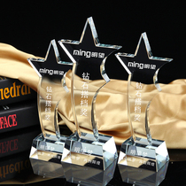 Crystal Five-pointed Star Trophy Creative Creative Creative Customized Licensee Free lettering Company Awards Medal Production