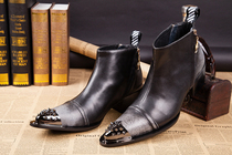 Winter foreign trade trend leather boots warm pointed hair stylist boots trend Martin boots nightclub leisurely mens boots