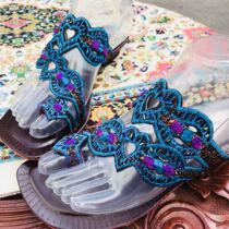 Pakistan handmade blue clip-toed female cool drag travel home exotic style