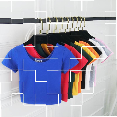 Open navel short sleeve Women summer short T-shirt leaky belly button cotton high waist top half sleeve base shirt shorts