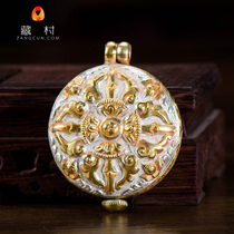 Nepal handmade 925 silver gilded carvings carved Tibetan cruciate pestle gäu box kau boxed pendant