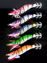 2 0 Night Light Bait Fishing Gear Fluorescent Wood Shrimp Squid Hook Fake Shrimp Ink Fish Squid