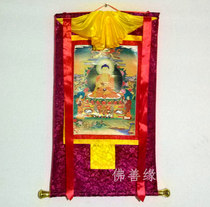 Shakyamuni Buddha painting Tibetan hand double-mounted Thangka hanging painting 87cm Tibetan fabric gilt decorative painting