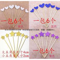 Creative dessert table layout love toothpick card five-pointed star happy birthday card baking cake decoration