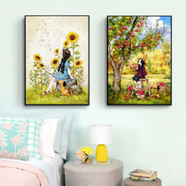 5d Diamond painted with diamond embroidered Forest girl cartoon living room sticking diamond cross stitch 2018 new bedroom sunflower