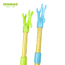 Retractable clothes fork imitation wood grain retractable hanging clothing rod receiver indoor and outdoor clothes rod pick clothes rod