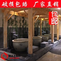 1 2 meters deep bubble bath ceramic round bath tub pot wind Lv bath large cylinder ceramic bath cylinder manufacturer