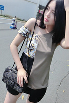 (LAMOBO exclusive) Single-shoulder asymmetrical design splicing blouses